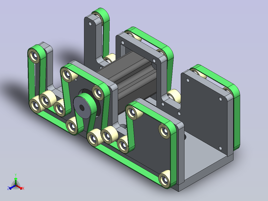 基于双出轴步进电机的双列皮带输送机正等轴测图