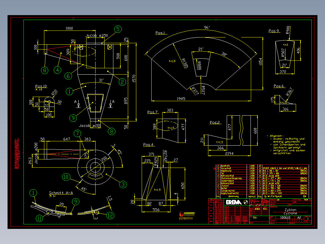 老外旋风分离器制作详图