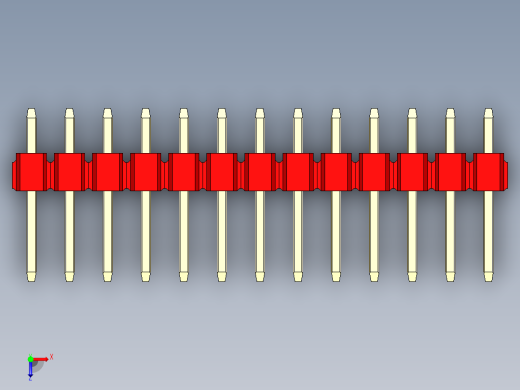 彩色公头100mil（2.54mm）系列-DS1021_red_3x13p_100mil_Type1_rev1.0俯视缩略图