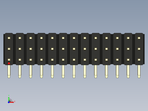 彩色公排针 100mil 2.54mm 系列-DS1022_black_3x13p_100mil_TypeD_rev1.0前视缩略图