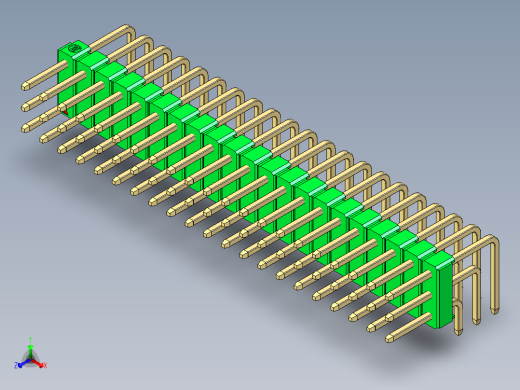 彩色公排针 100mil 2.54mm 系列-DS1022_green_3x21p_100mil_TypeD_rev1.0