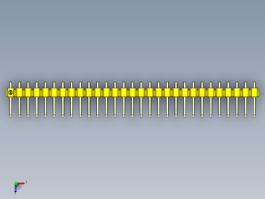 彩色公排针 100mil 2.54mm 系列-DS1022_yellow_1x29p_100mil_TypeD_rev1.0俯视缩略图