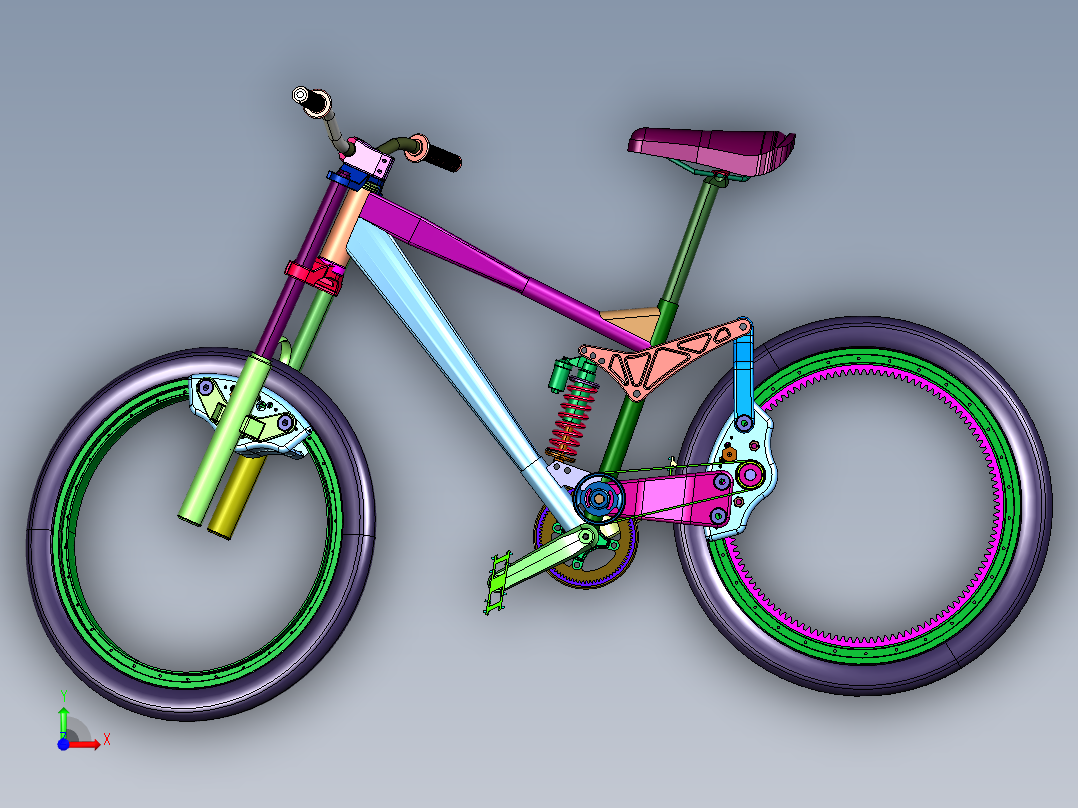 未来派无轮毂空心自行车前视图