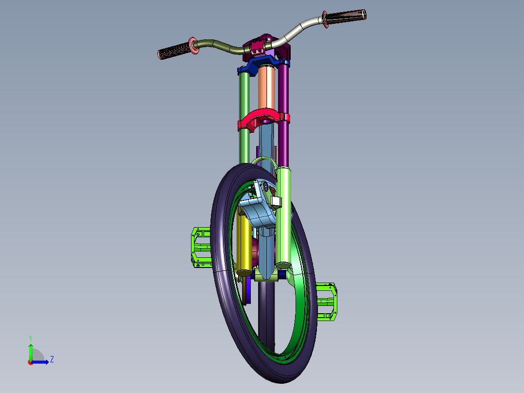 未来派无轮毂空心自行车左视图