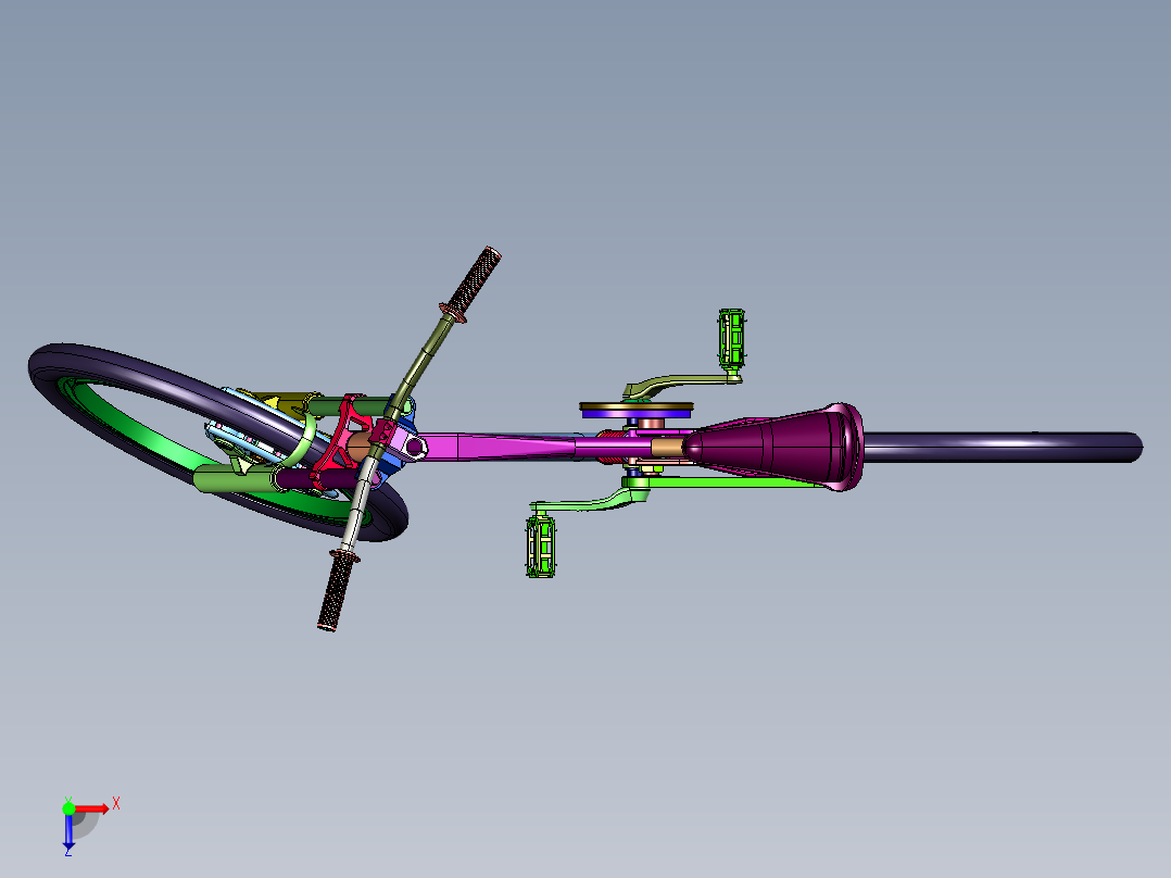 未来派无轮毂空心自行车俯视图