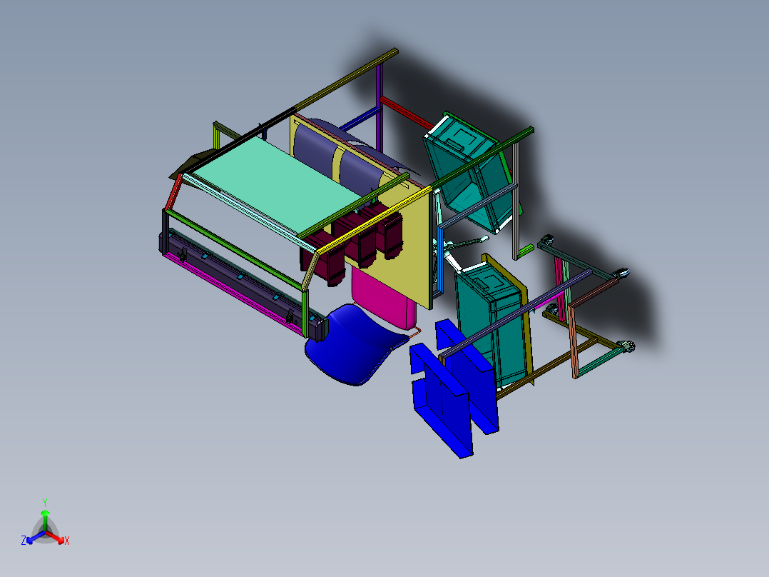 装配工位周边设备与工位布局正等轴测图