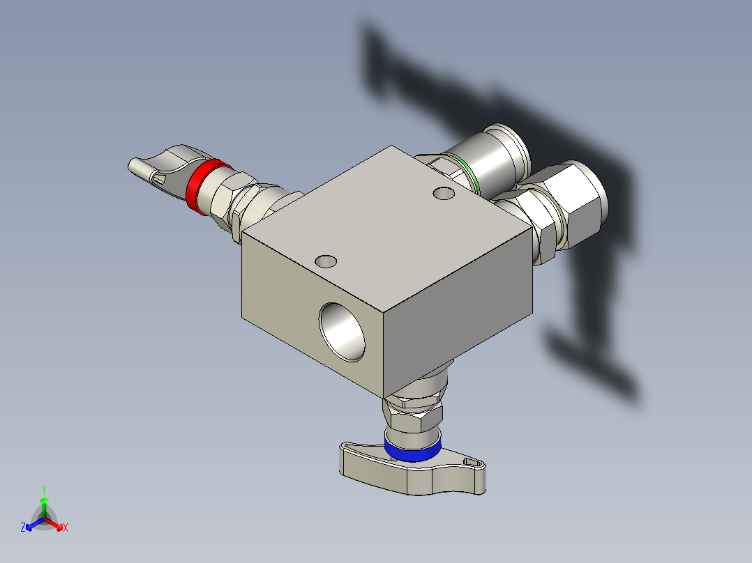 2阀门歧管正等轴测图