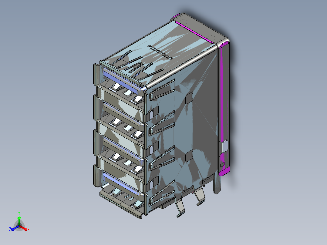 Qual USB 3.0型号UEA11123-QHD6-4F正等轴测图