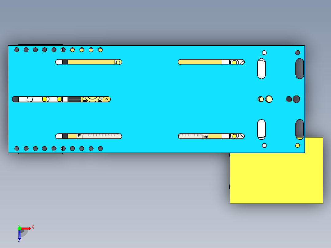 冲压薄铝板电脑键盘外壳铣外形C角程序模型俯视图