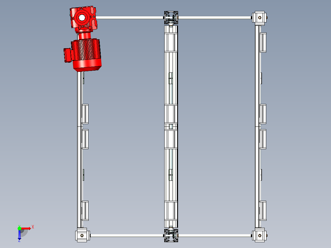 减速电机与伞齿直角传动系统设计俯视图