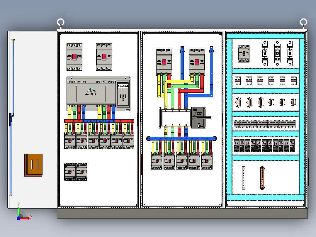 三柜双电源CDQ1S组装直流接触器控制柜 55250前视图