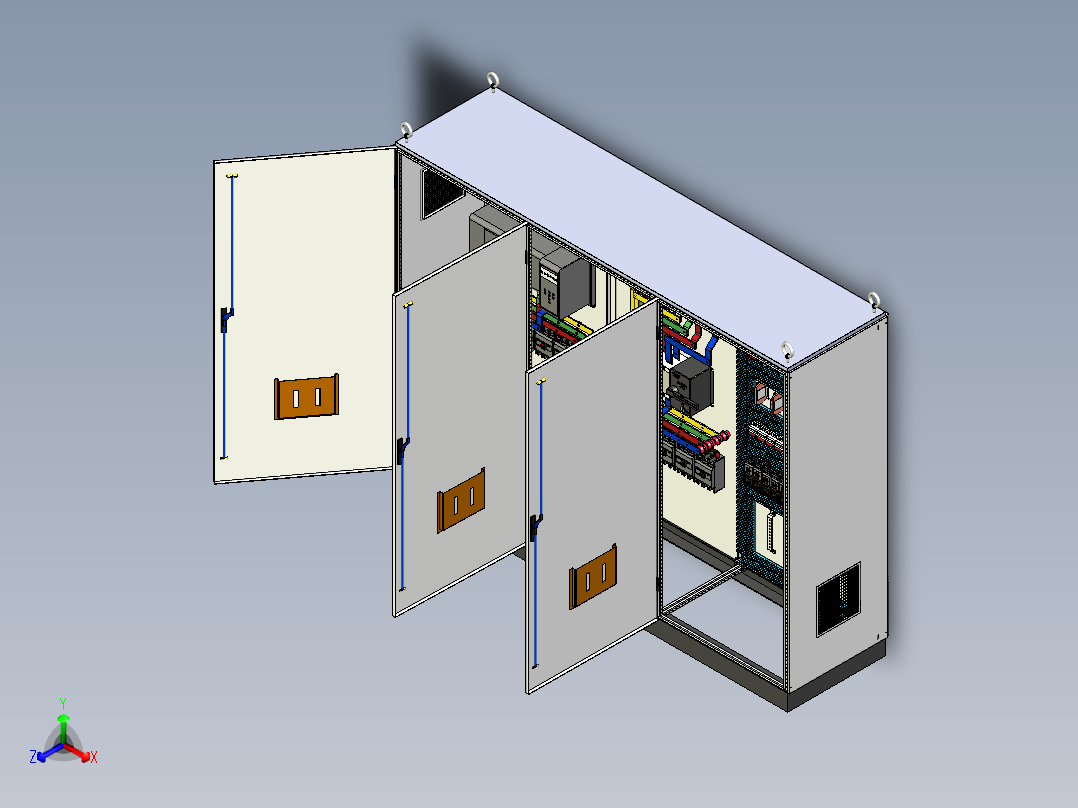 三柜双电源CDQ1S组装直流接触器控制柜 55250正等轴测图