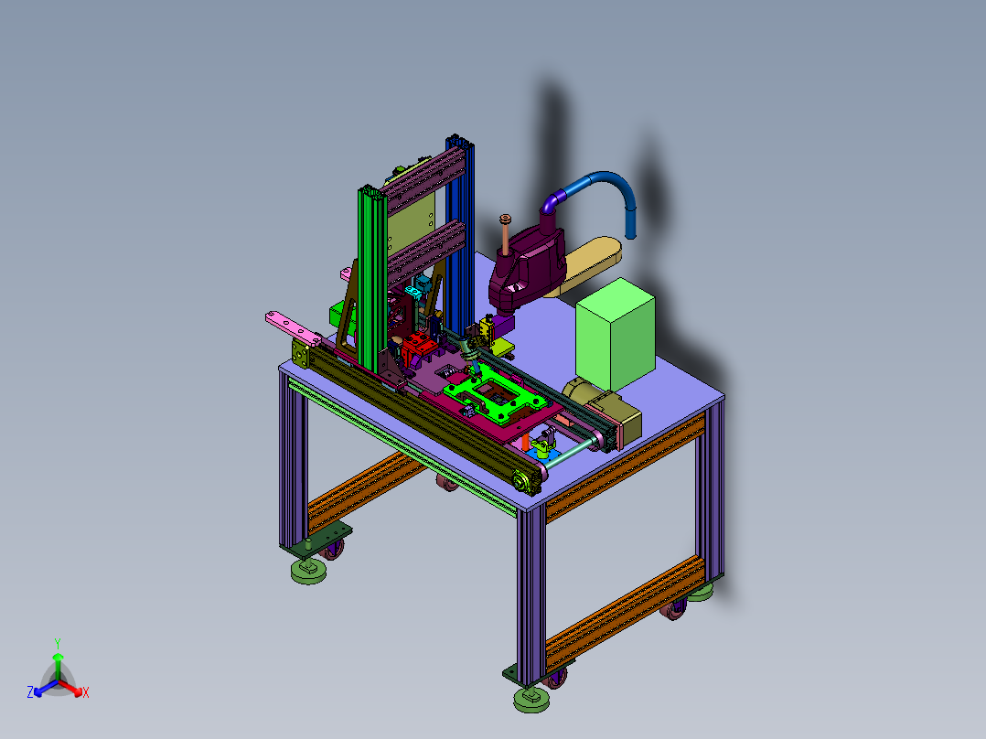 焊锡冶具的多功能翻转平台正等轴测图