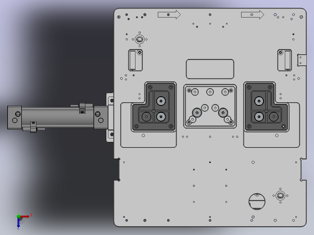 基于楔块原理的顶升机构俯视图