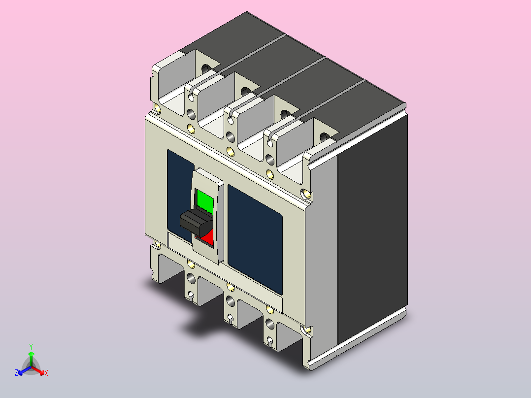 RDM1L系列漏电断路器[RDM1L-225H-4A]正等轴测图