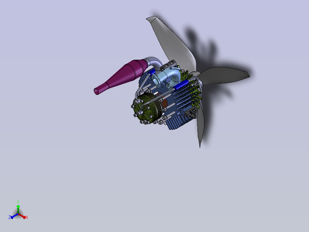 飞机汪克尔发动机 stp正等轴测图