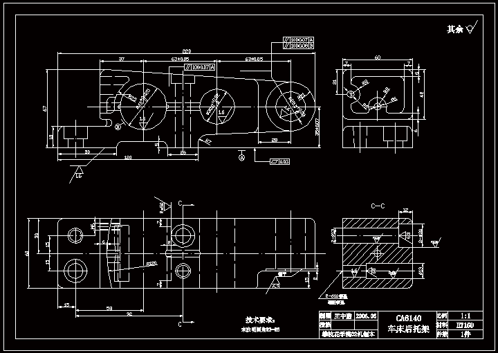 ca6140机床后托架（831001）工艺及钻φ6孔和M6夹具设计【含三维solidworks】