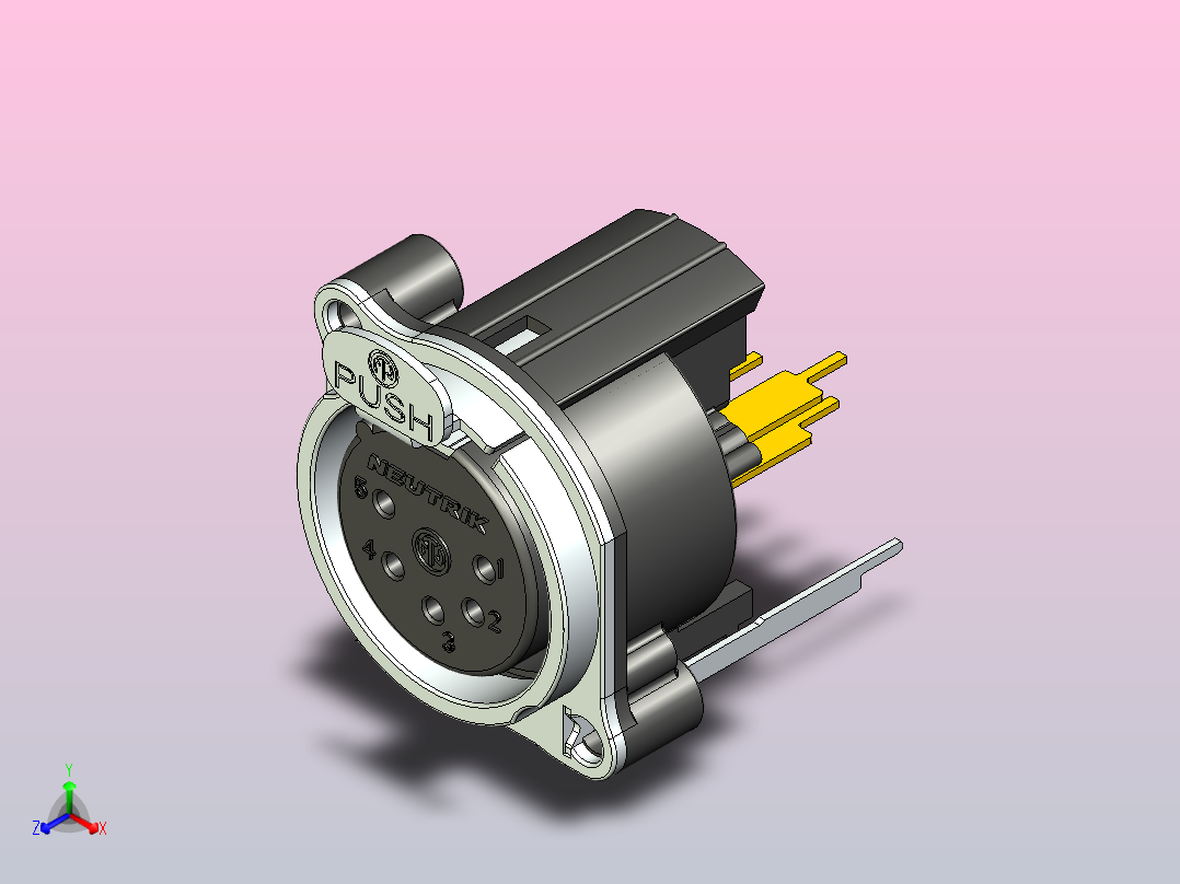 Neutrik连接器 NC3MBH, NC4FBV, NC5FBV主视图