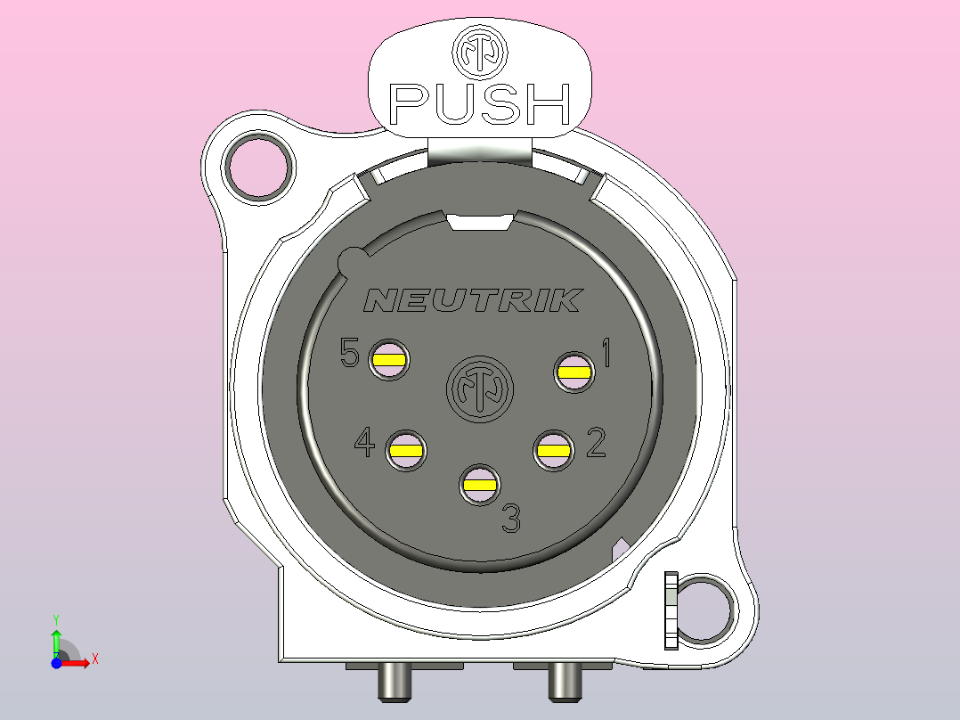 Neutrik连接器 NC3MBH, NC4FBV, NC5FBV前视图