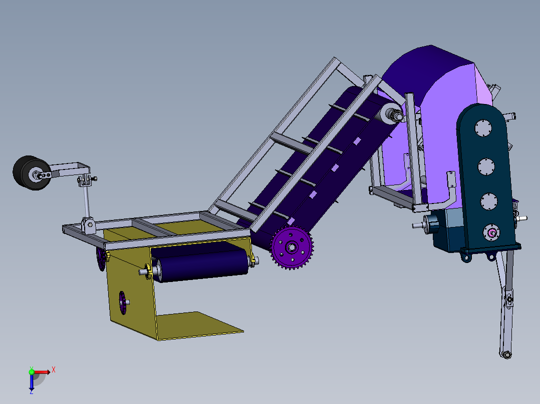 葡萄埋藤机含工程图仿真说明书sw12可编辑俯视图