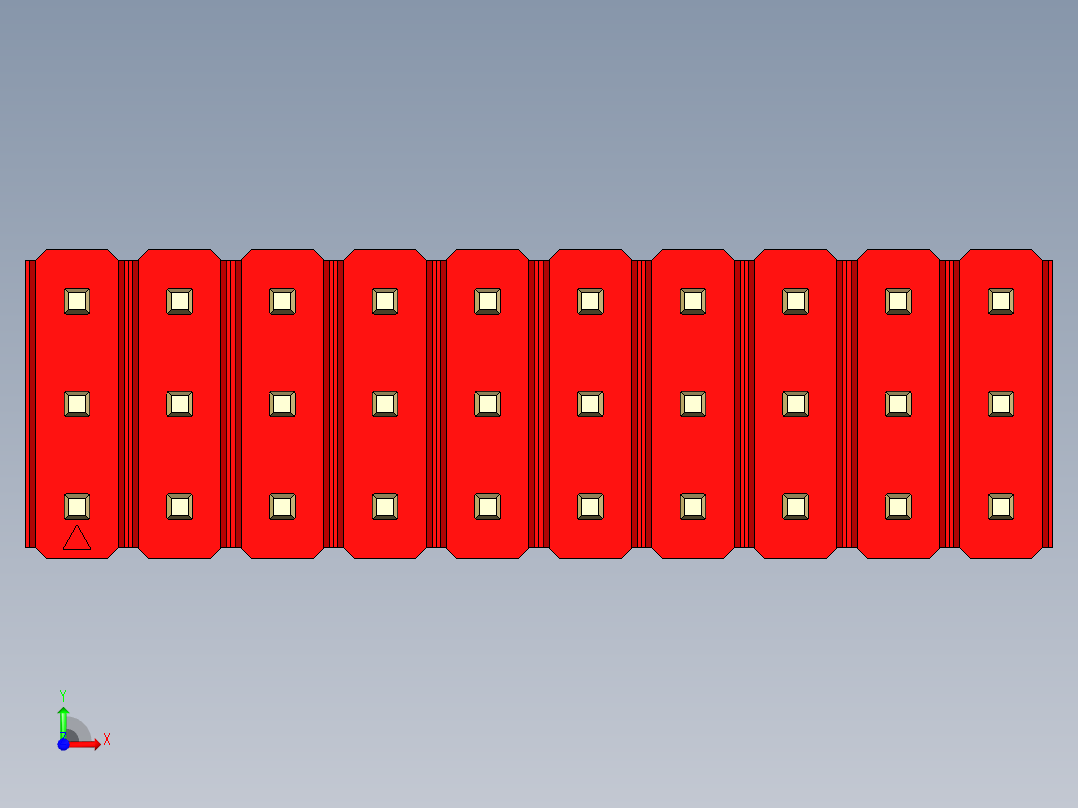 彩色公头100mil（2.54mm）系列-DS1021_red_3x10p_100mil_Type5_rev1.0前视图