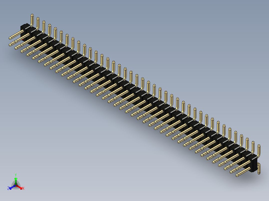 彩色公排针 100mil 2.54mm 系列-DS1022_black_80p_100mil_TypeSMT_rev1.0主视图