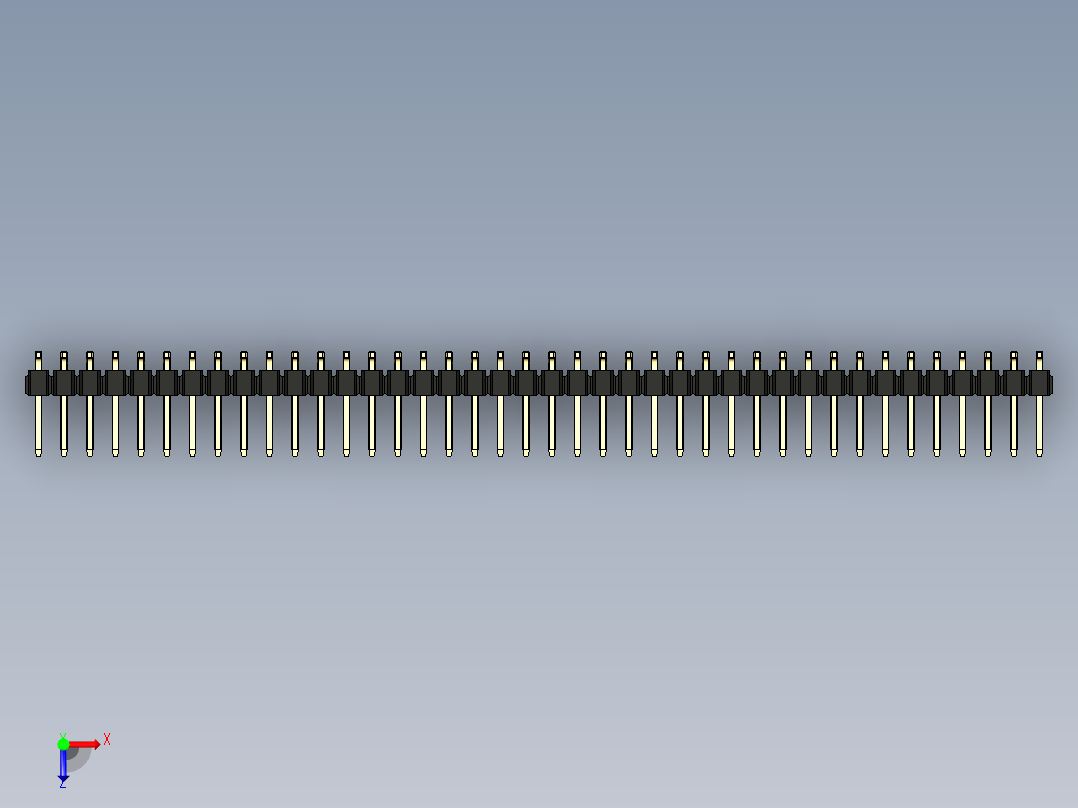 彩色公排针 100mil 2.54mm 系列-DS1022_black_80p_100mil_TypeSMT_rev1.0俯视图