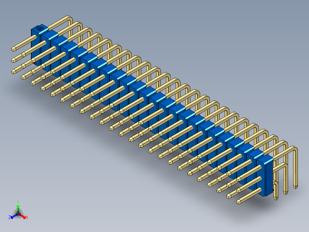 彩色公排针 100mil 2.54mm 系列-DS1022_blue_3x24p_100mil_TypeD_rev1.0主视图