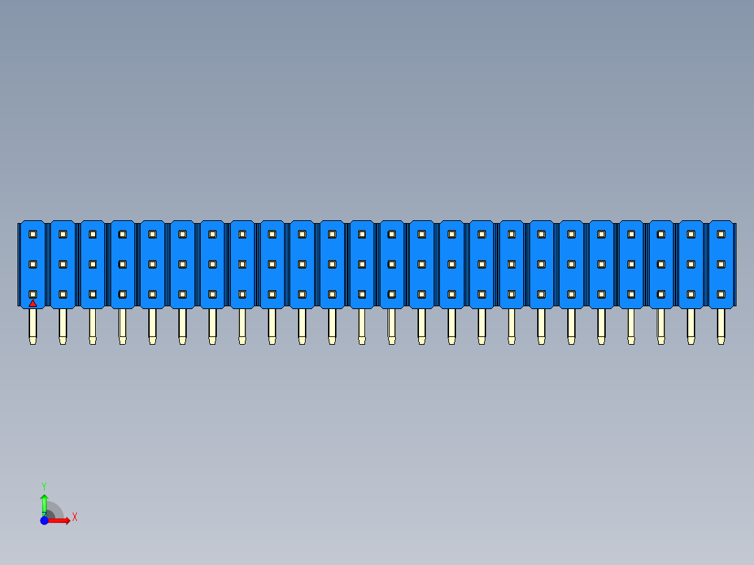 彩色公排针 100mil 2.54mm 系列-DS1022_blue_3x24p_100mil_TypeD_rev1.0前视图