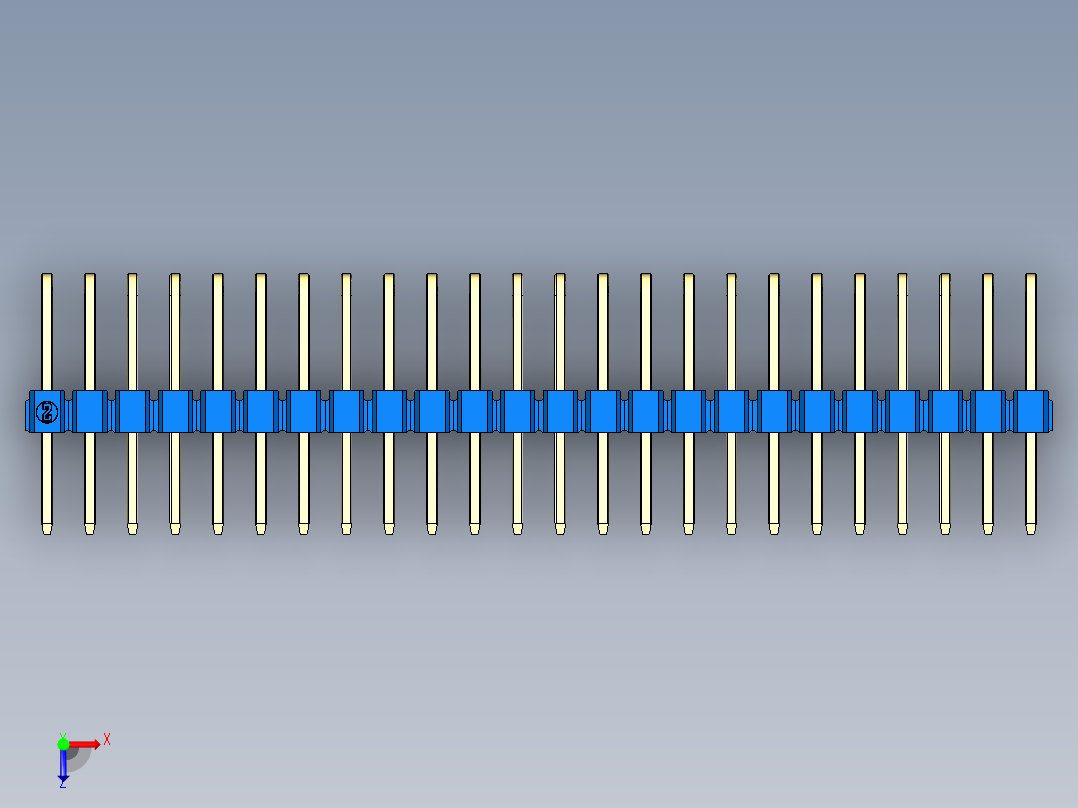 彩色公排针 100mil 2.54mm 系列-DS1022_blue_3x24p_100mil_TypeD_rev1.0俯视图