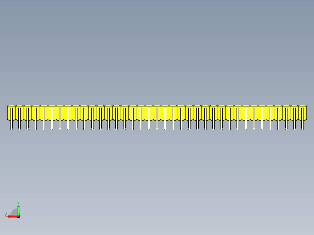 彩色公排针 100mil 2.54mm 系列-DS1022_yellow_2x37p_100mil_TypeD_rev1.0后视图