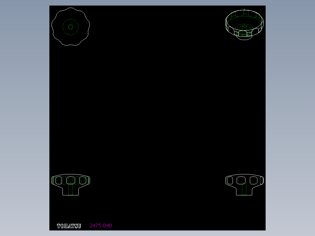 星型把手(塑膠)(A)2475-2D多系列多零件图纸模型