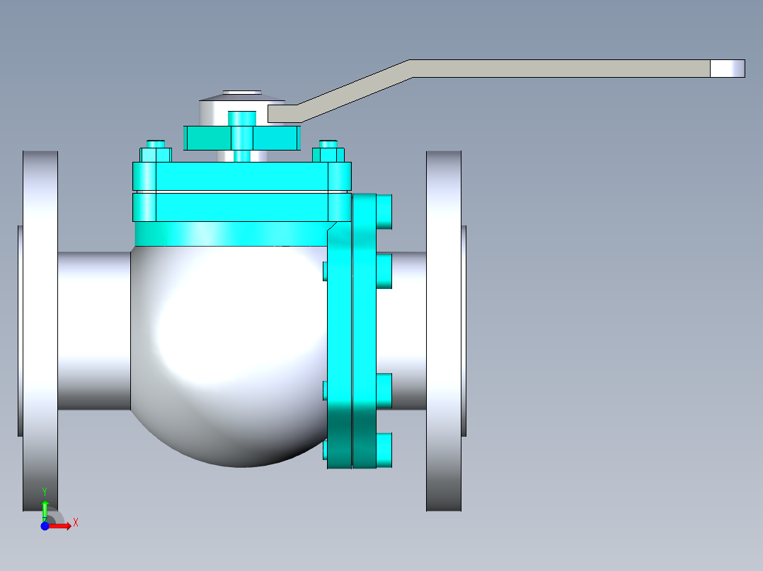 管道手动球阀-水管开关阀-手动阀门法兰连接球阀[40]前视图