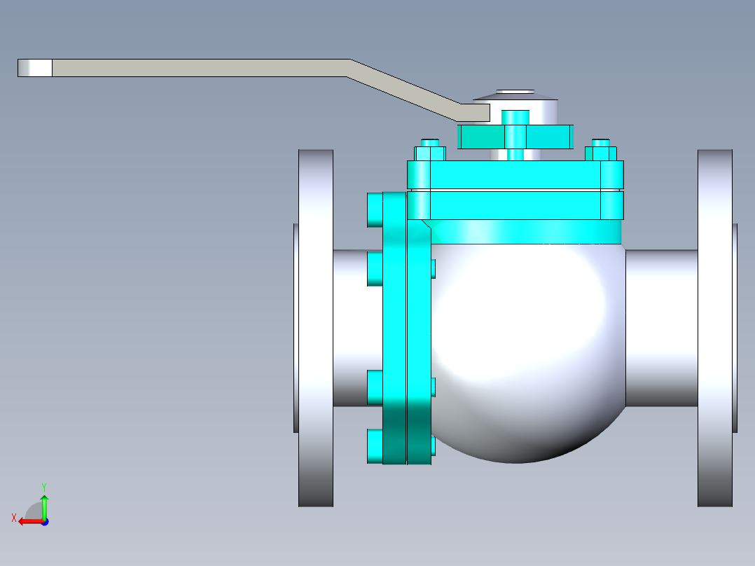 管道手动球阀-水管开关阀-手动阀门法兰连接球阀[40]后视图