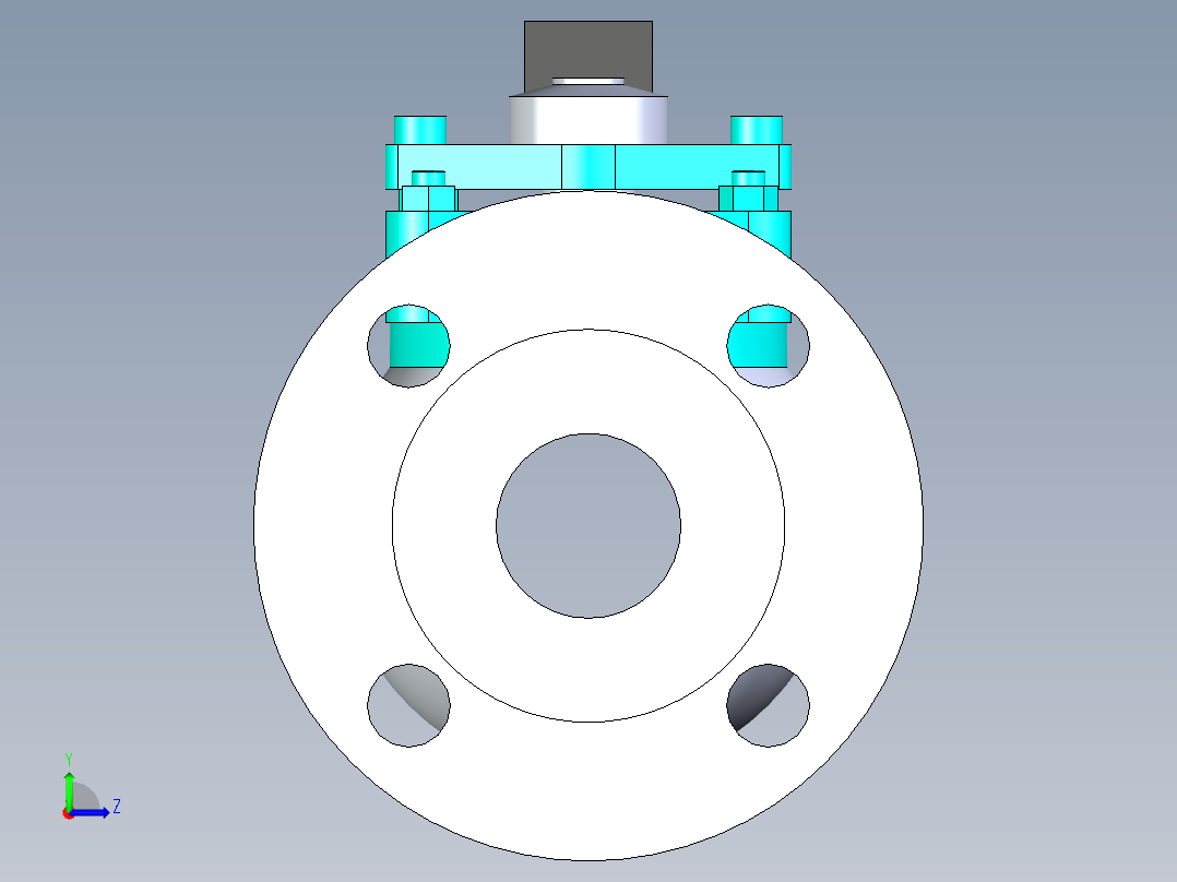 管道手动球阀-水管开关阀-手动阀门法兰连接球阀[40]左视图