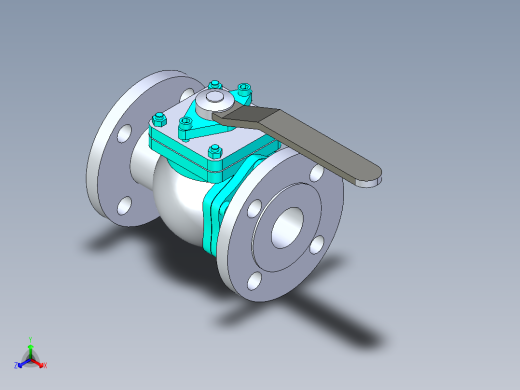 管道手动球阀-水管开关阀-手动阀门法兰连接球阀[40]正等轴测缩略图