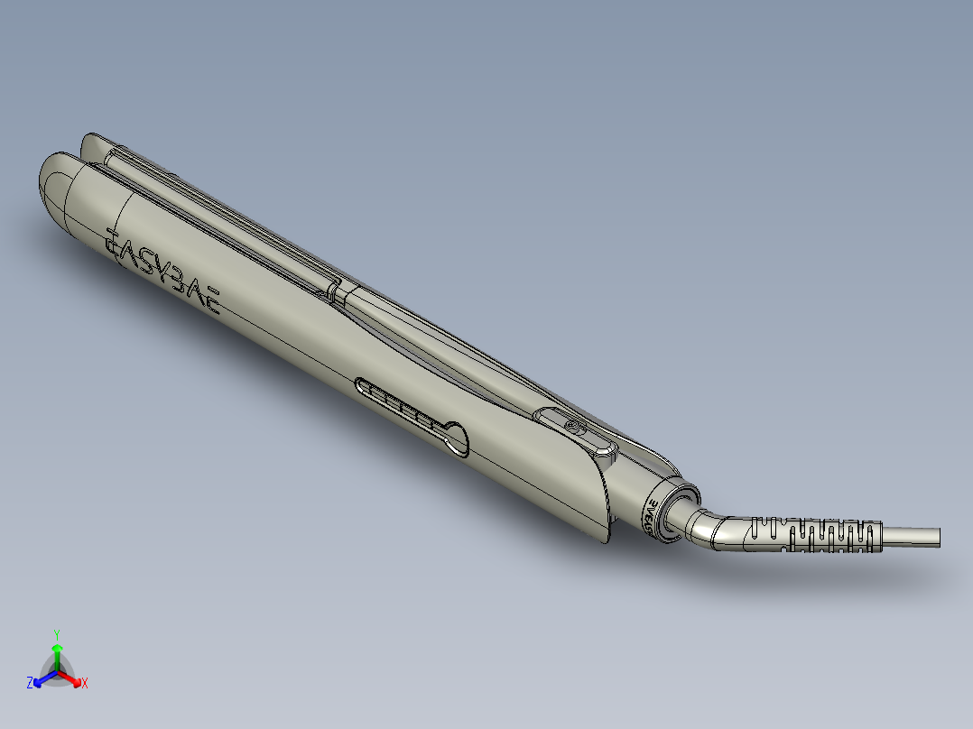 直板夹卷发棒正等轴测图