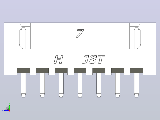 连接器白色JST XH 7针2.54 mm右视缩略图