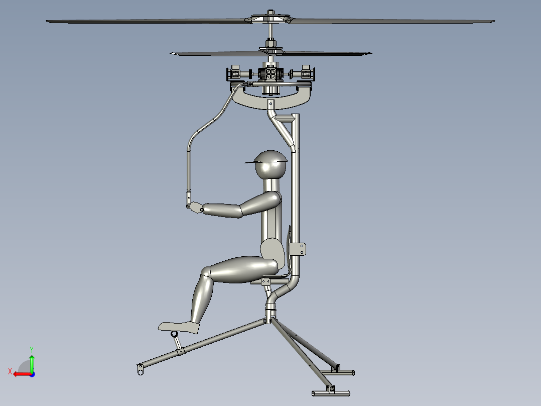 共轴反转双旋翼直升机后视图
