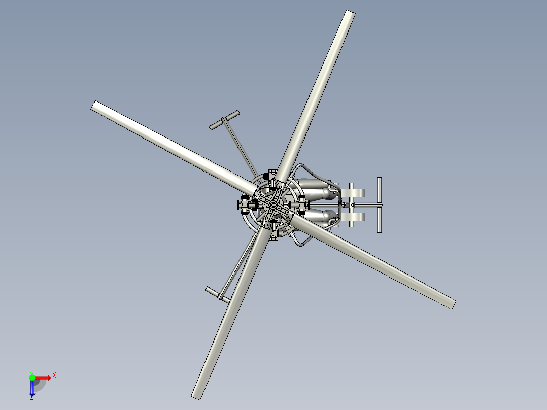 共轴反转双旋翼直升机俯视图