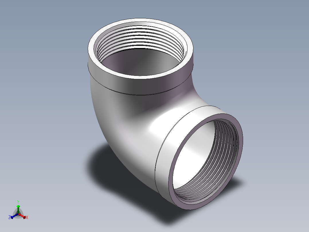 弯头-90°等径 DN40正等轴测图