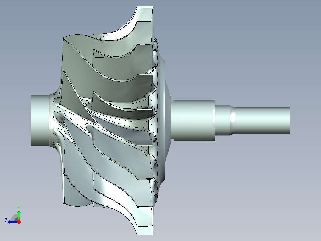 涡轮压缩机轮右视图