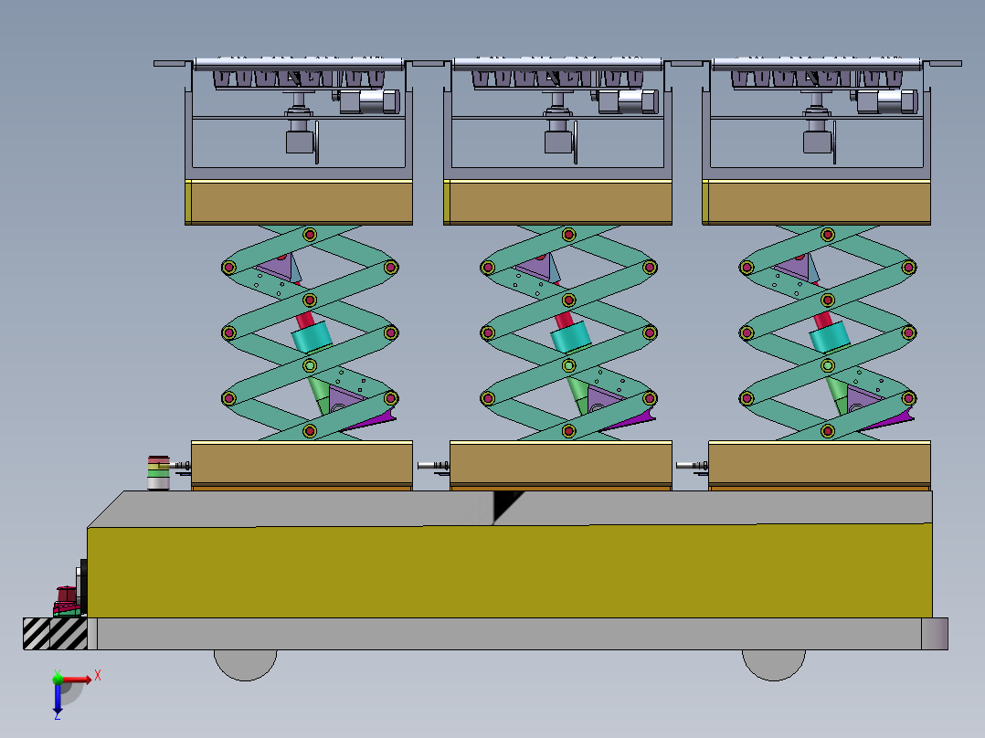 带举升功能的滚筒AGV小车sw20俯视图