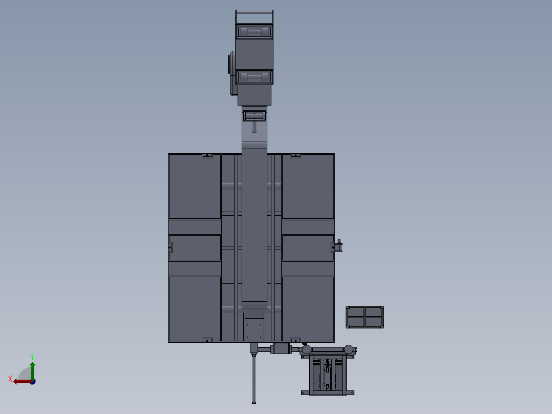 数控机床、某声控产品加工机床设备3D模型图纸 SolidWorks设计 附bip渲染图后视图