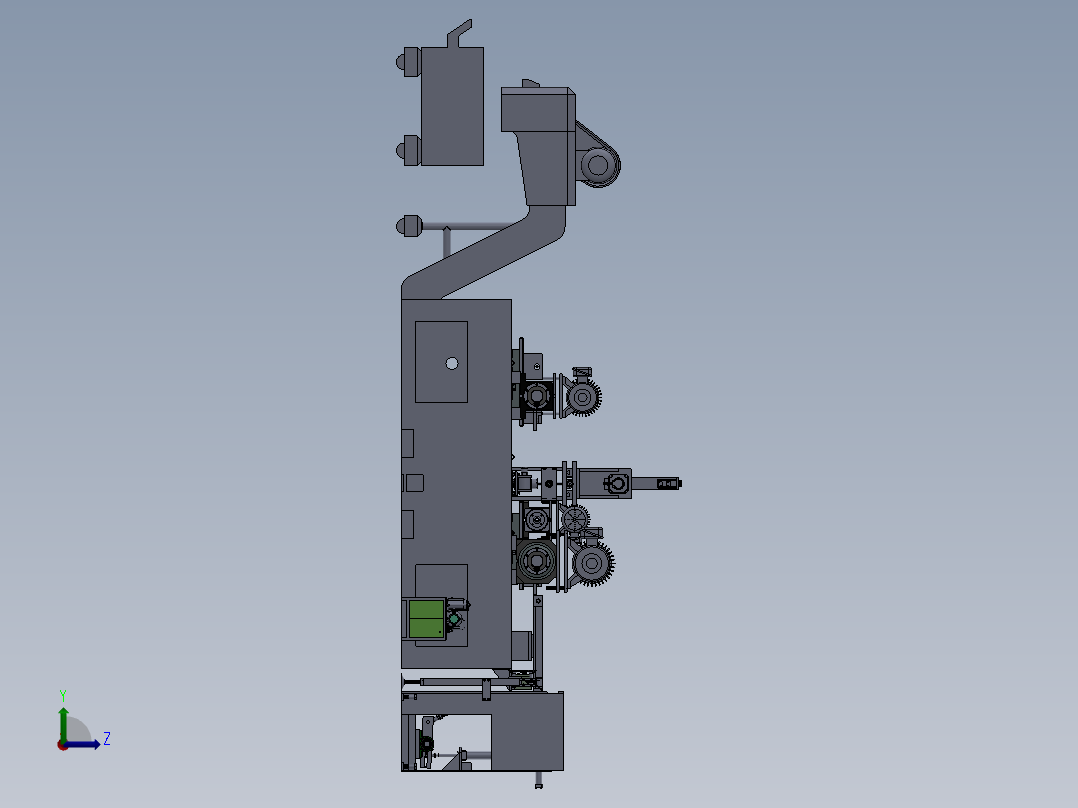数控机床、某声控产品加工机床设备3D模型图纸 SolidWorks设计 附bip渲染图左视图