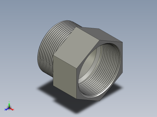 螺纹管转接头-内外丝等径 DN50正等轴测缩略图