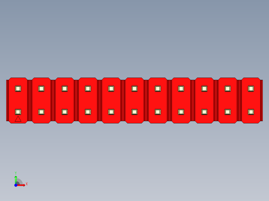 彩色公头100mil（2.54mm）系列-DS1021_red_2x11p_100mil_Type19_rev1.0前视图