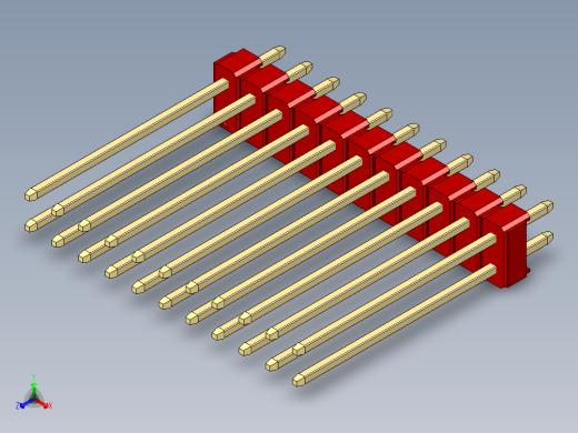 彩色公头100mil（2.54mm）系列-DS1021_red_2x11p_100mil_Type19_rev1.0正等轴测缩略图