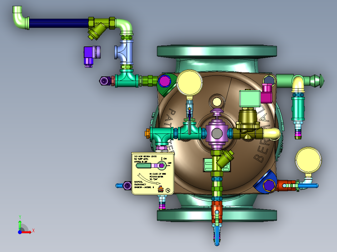 消防火灾报警伯尔梅特开关雨淋阀前视图
