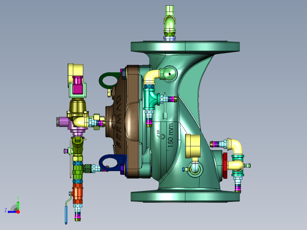 消防火灾报警伯尔梅特开关雨淋阀右视图